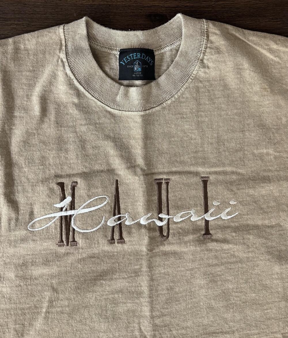Vintage Hawaii Shirt Mens Large Beige Maui Tourist Tee Souvenir 90s USA